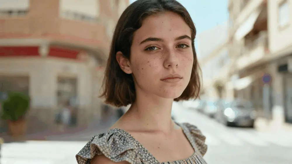 Dating profile photo after subtle pimple removal—natural skin texture