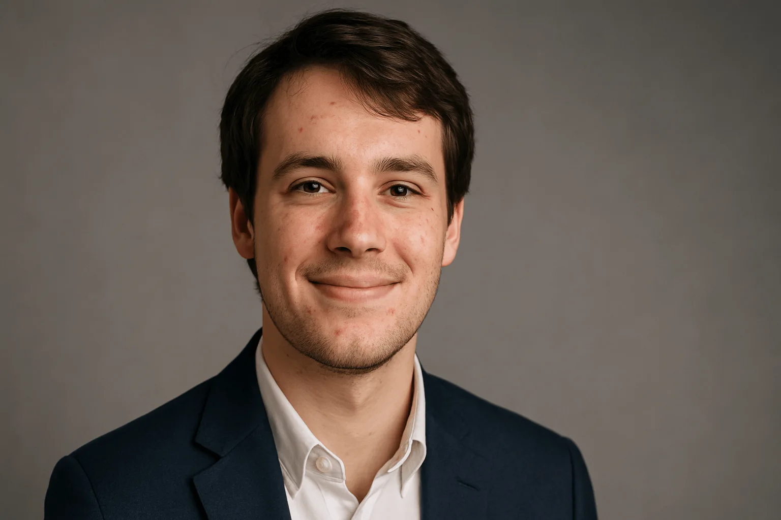 Before AI retouch — LinkedIn headshot with visible pimples