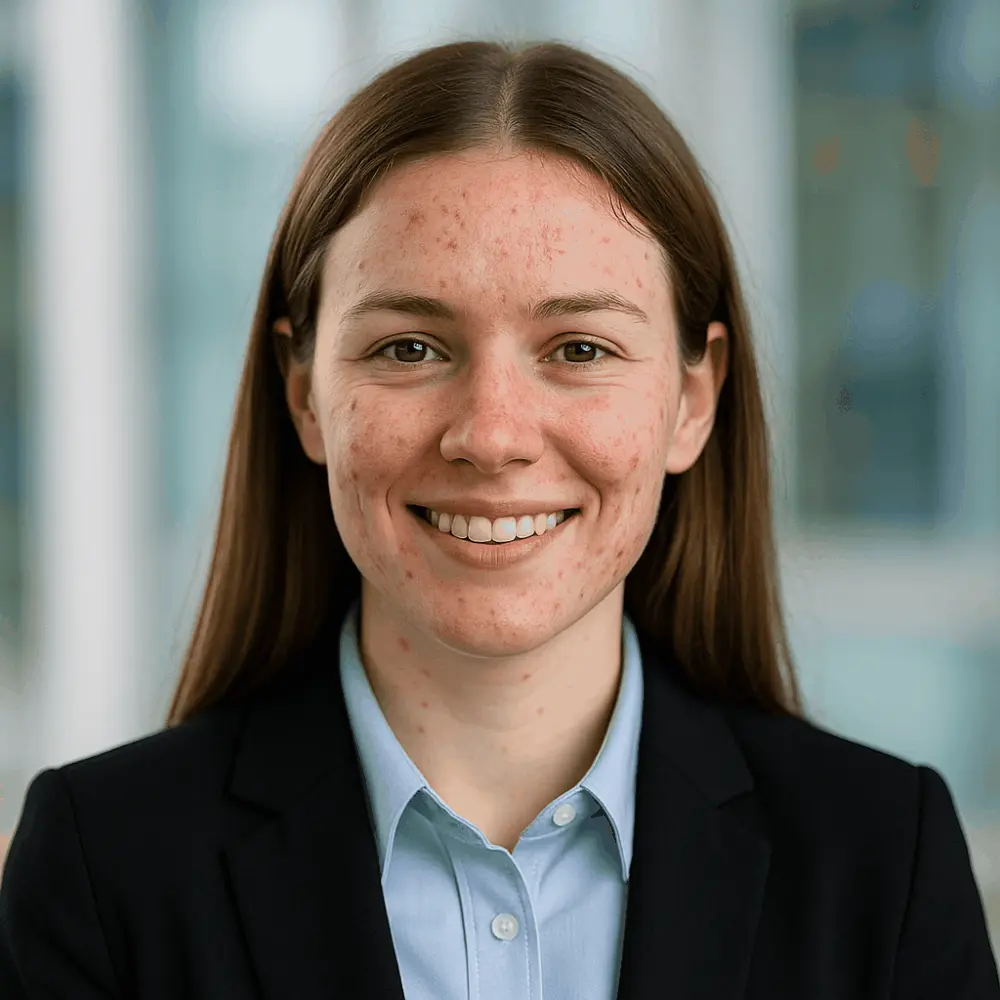 Headshot after pimple removal — professional first impression